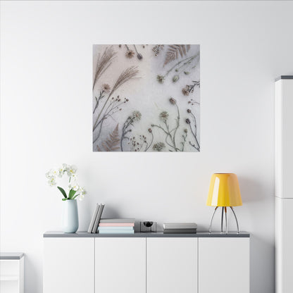 Dried Flowers Japanese Pattern Canvas Art | Elegant Japandi Art