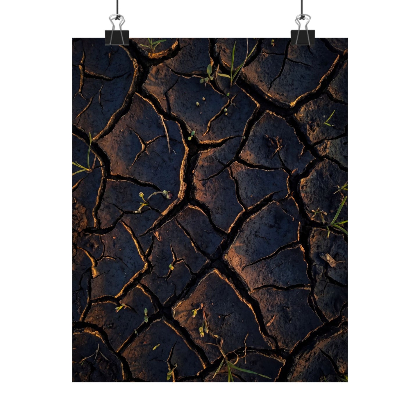 Cracked Earth Moody Minimal Wall Art Print | Sophisticated Dark Japandi Art Art Print