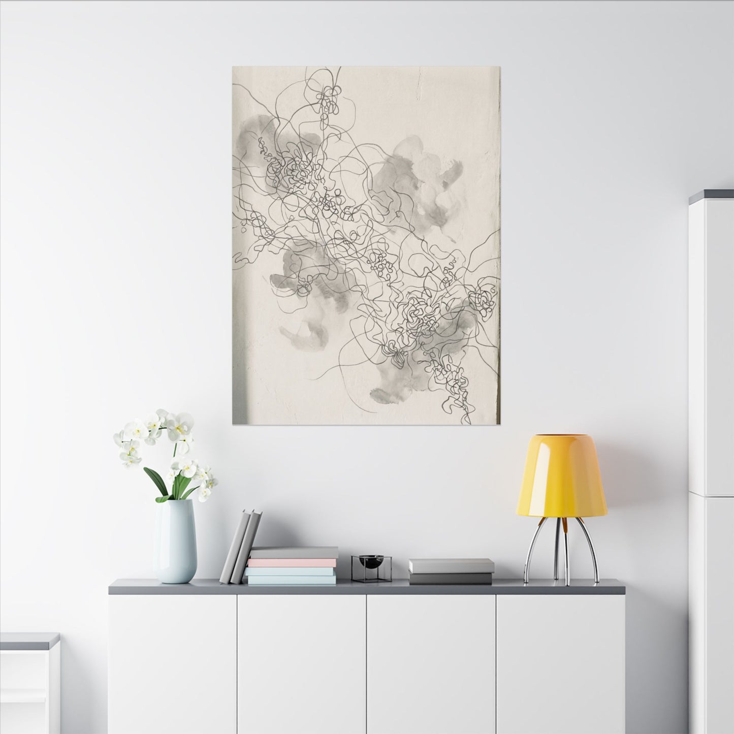 Shadow Play Spring Canvas Art | Dark Japandi Sophisticated Design