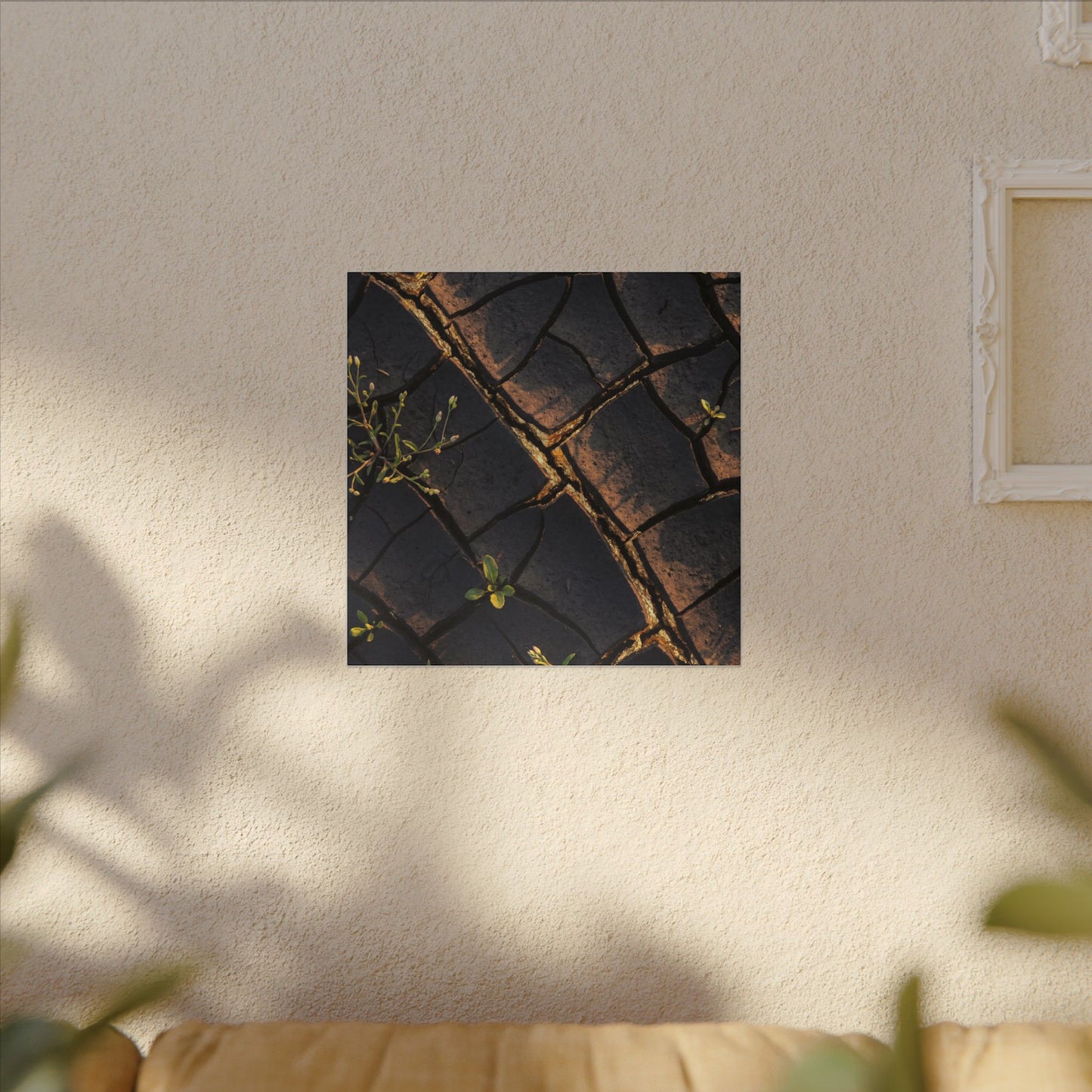 Kintsugi Cracked Earth in Golden Hour | Gold Vein Canvas Art