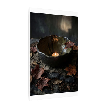 Candlelight Ceramic Bowl Canvas Art - Dark Japandi Kanso