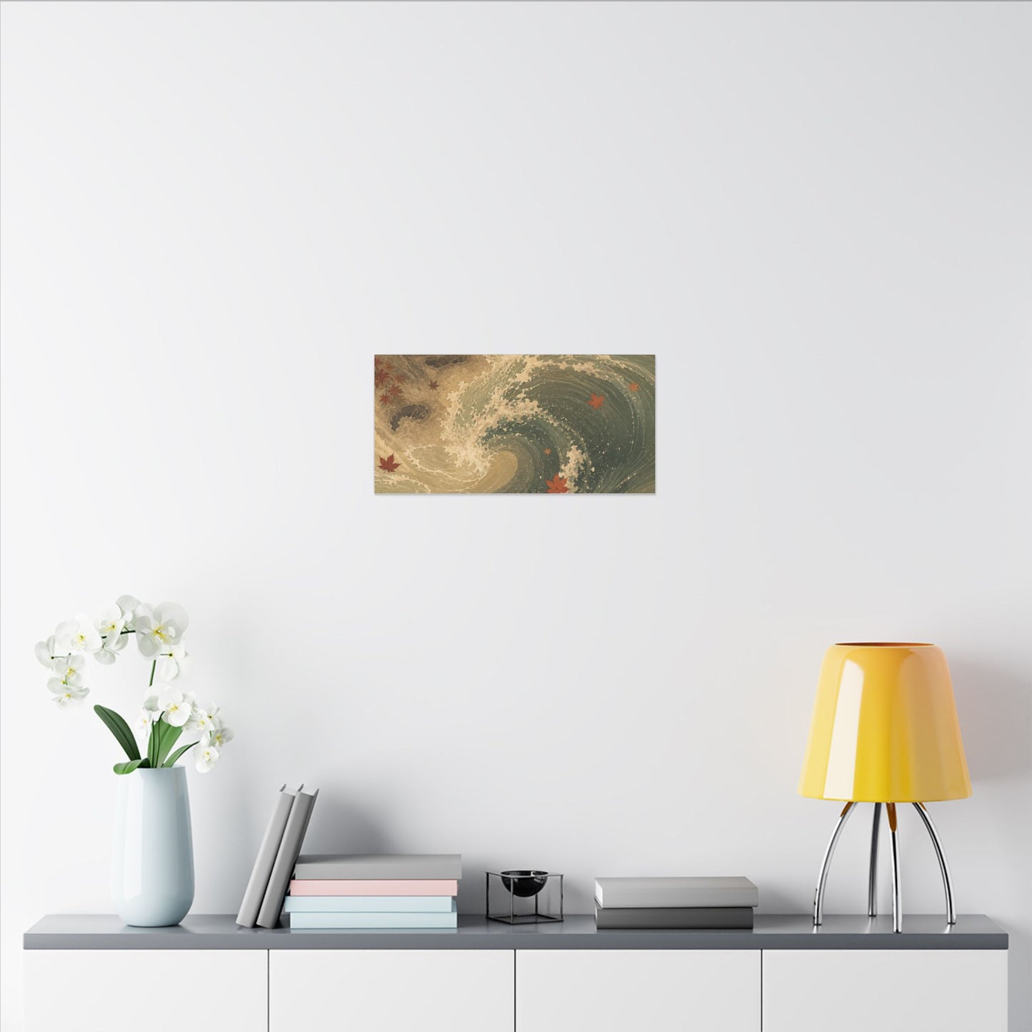 Japandi Ocean Wave in Candlelight | Japanese Pattern Canvas Art
