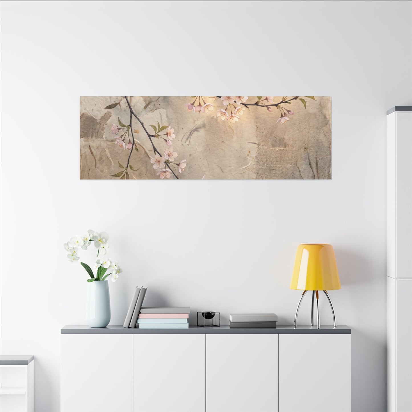 Summer Cherry Blossom Texture Canvas Art | Neutral Decor