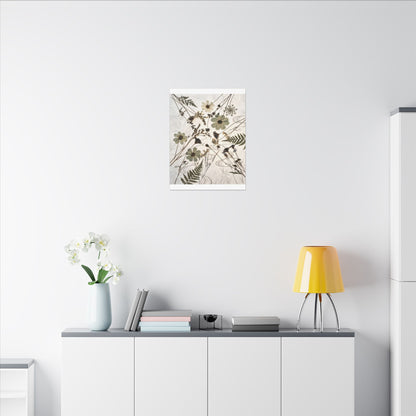Japandi Dried Flowers in Golden Hour | Japanese Pattern Canvas Art