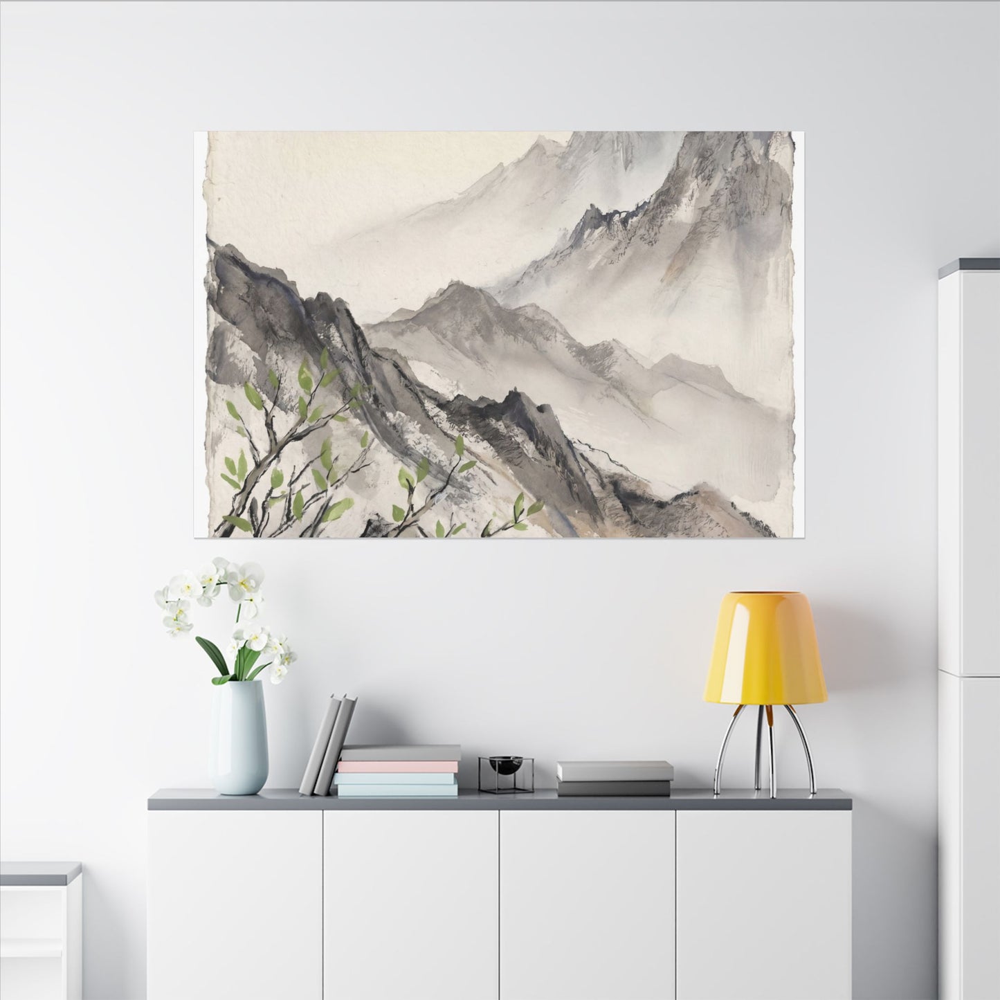 Spring Mountain Mist Texture Canvas Art | Warm Decor