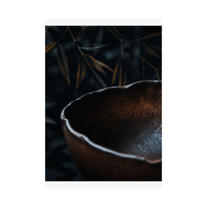 Moonlight Ceramic Bowl Wall Art Print - Dark Japandi Kanso