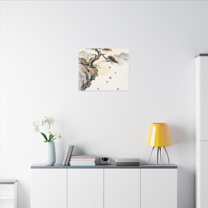 Peaceful Pine Tree Canvas Art - Sumi E Zen