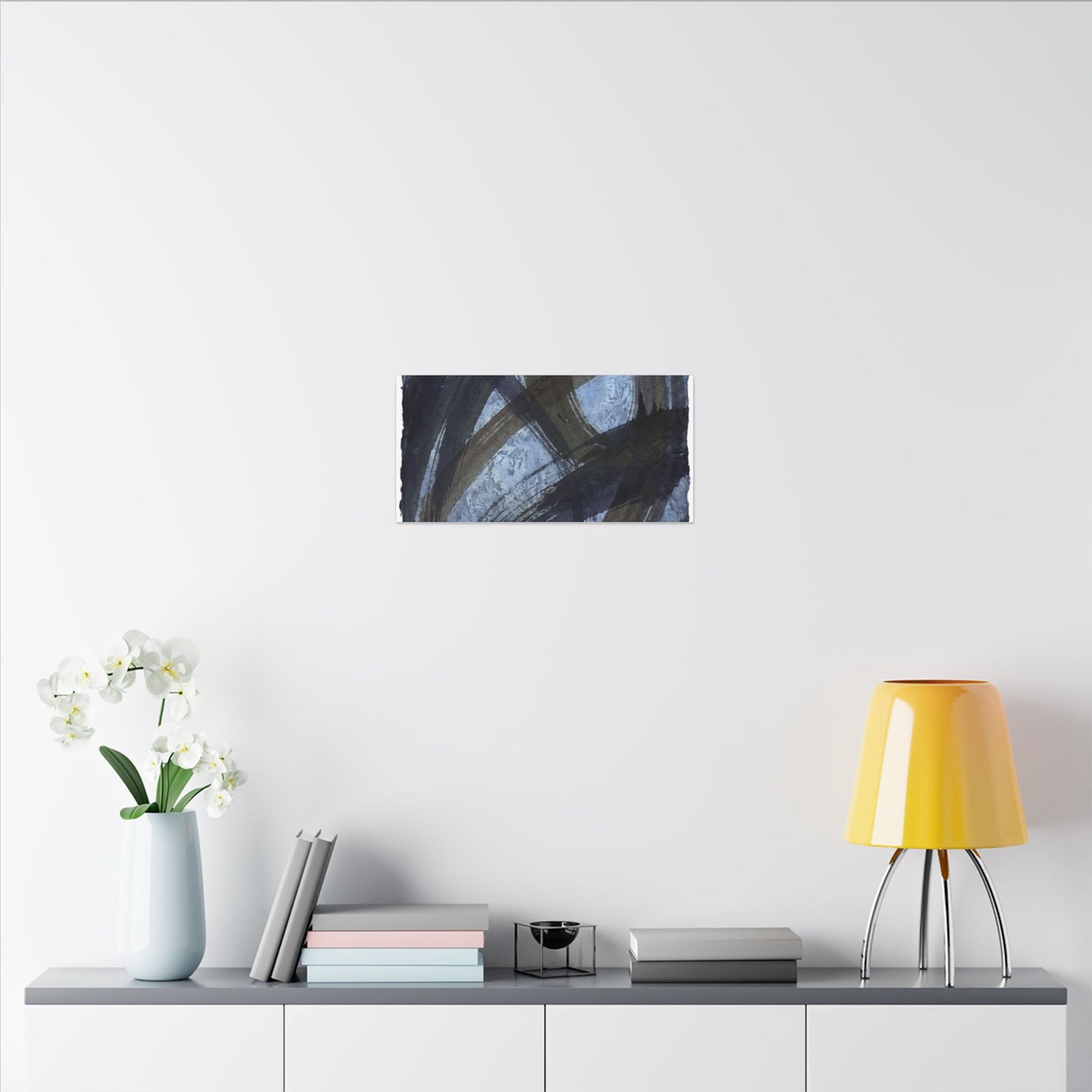 Ink Brushstroke Canvas Art | Winter Dark Japandi Shadow Zen Art