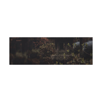 Stone Lantern Spring Canvas Art | Dark Japandi Bold Design