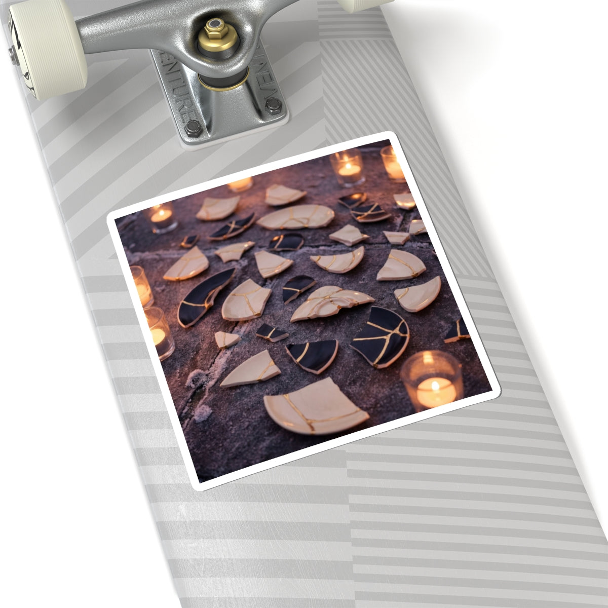 Kintsugi Broken Pottery in Candlelight | Broken Beauty Sticker Art Print