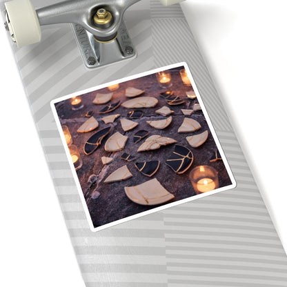 Kintsugi Broken Pottery in Candlelight | Broken Beauty Sticker Art Print