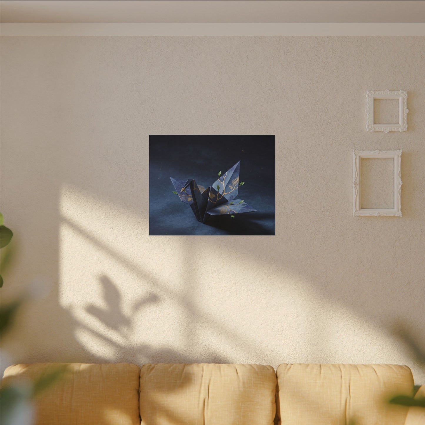 Kintsugi Paper Fold in Moonlight | Crackle Gold Canvas Art
