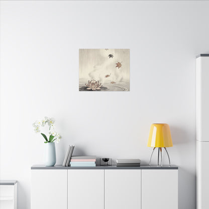 Lotus Flower Canvas Art | Autumn Zen Ukiyo E Inspired Art