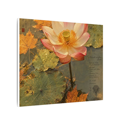 Autumn Lotus Flower Herbarium Canvas Art | Rustic Decor