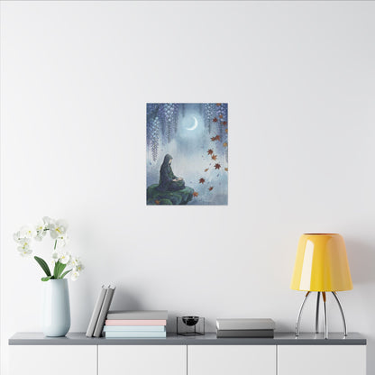 Zen Wisteria in Moonlight | Ukiyo E Inspired Canvas Art