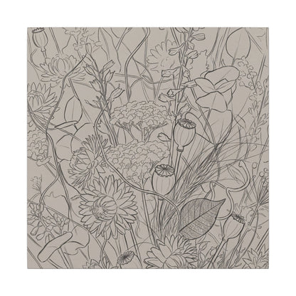 Summer Dried Flowers Minimal Line Canvas Art | Elegant Decor