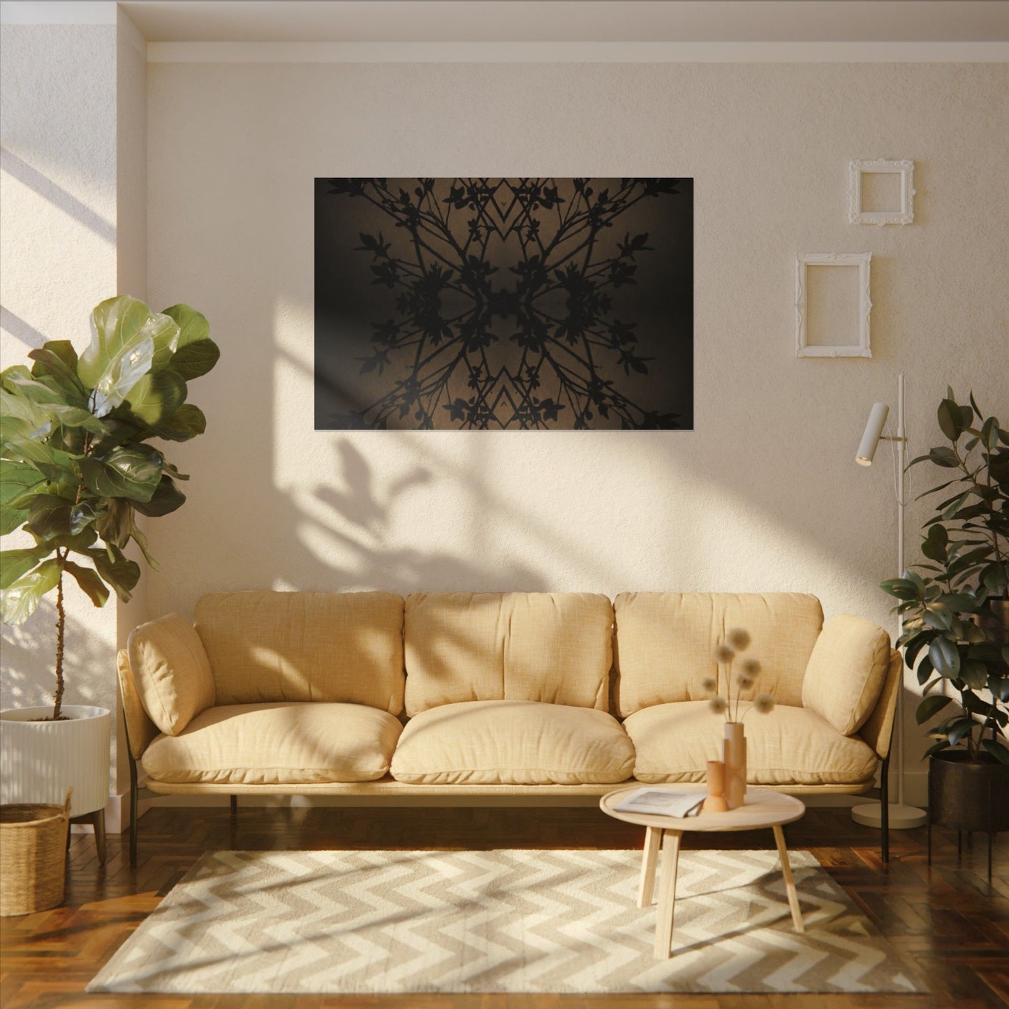 Golden Hour Shadow Play Canvas Art - Dark Japandi Seijaku