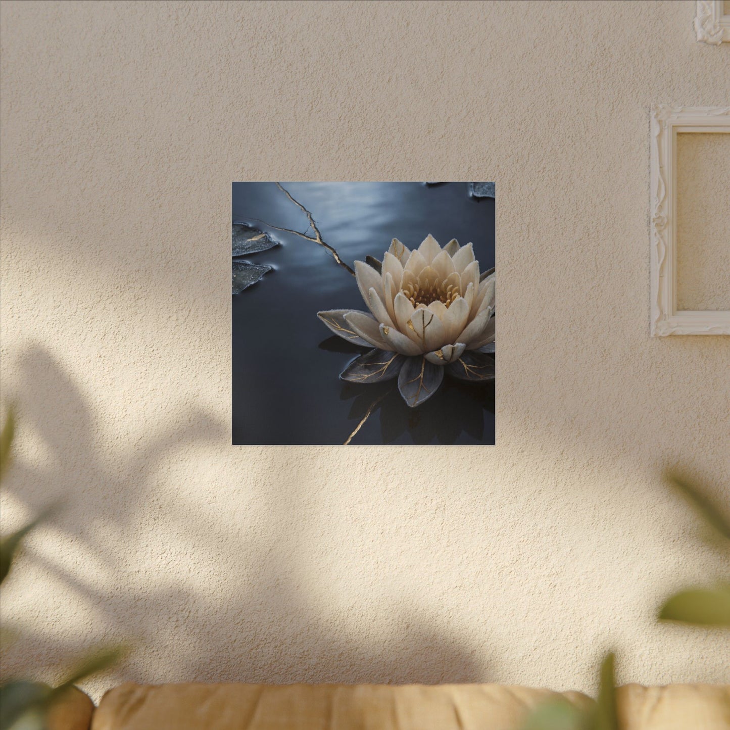 Beautiful Lotus Flower Canvas Art - Gold Vein Kintsugi