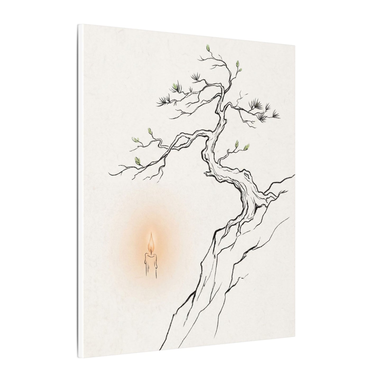 Candlelight Pine Tree Canvas Art - Japandi Shibui