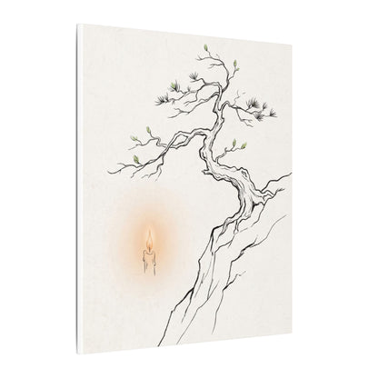 Candlelight Pine Tree Canvas Art - Japandi Shibui