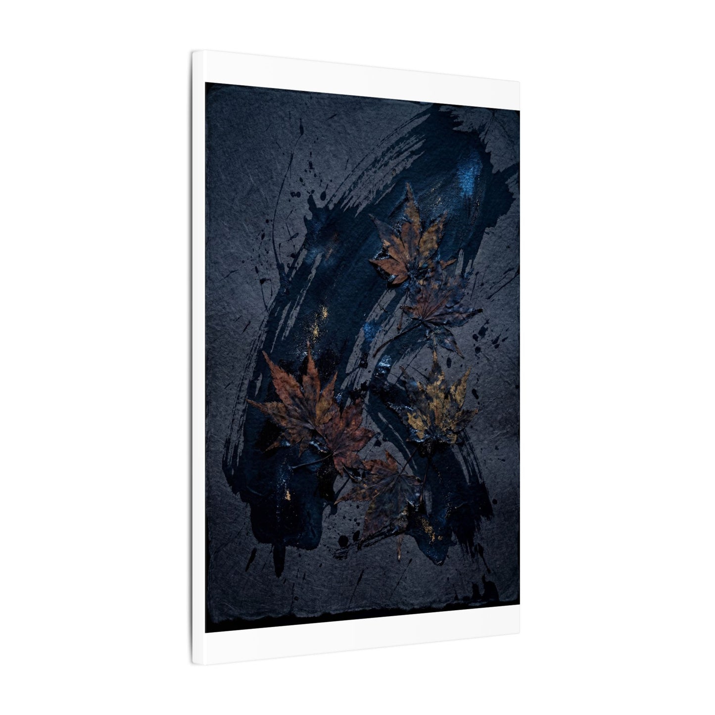 Sophisticated Ink Brushstroke Canvas Art - Dark Texture Dark Japandi