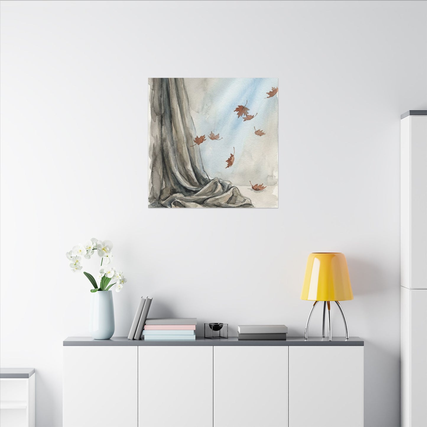 Ma Silk Drape Canvas Art - Japandi Watercolor