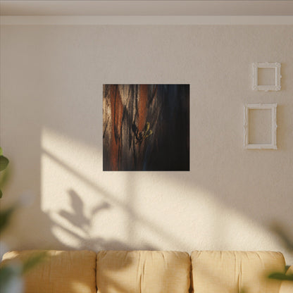 Rust Patina Charcoal Ink Canvas Art | Moody Dark Japandi Art