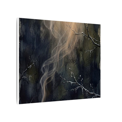 Incense Smoke Winter Canvas Art | Dark Japandi Moody Design
