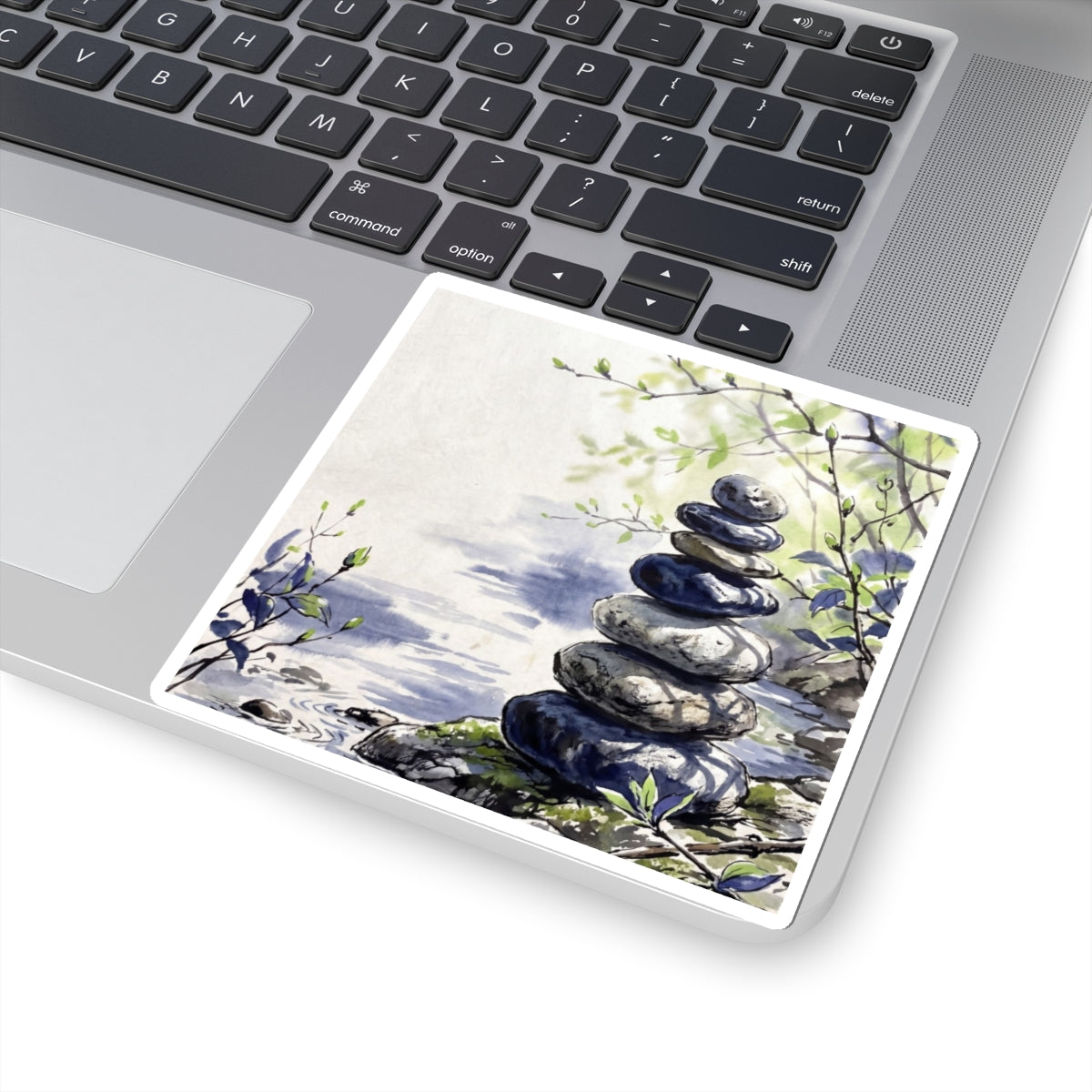 Calm River Stones Sticker - Sumi E Zen