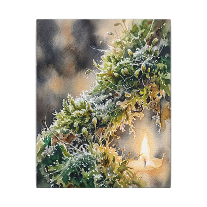 Winter Moss Close Up Watercolor Canvas Art | Neutral Decor
