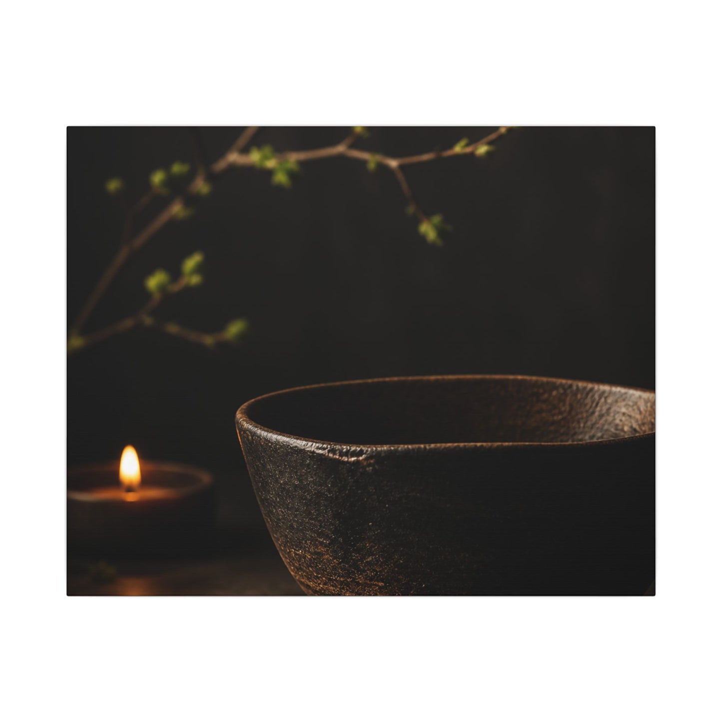 Moody Ceramic Bowl Canvas Art - Shadow Zen Dark Japandi