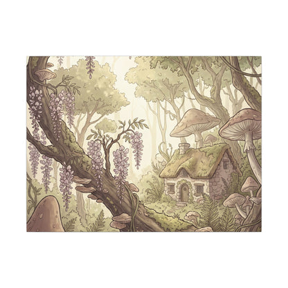 Summer Wisteria Mushroom Illustration Canvas Art | Enchanting Decor Art Print