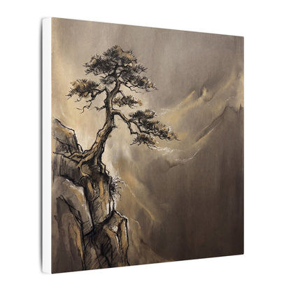 Pine Tree Charcoal Ink Canvas Art | Luxurious Dark Japandi Art