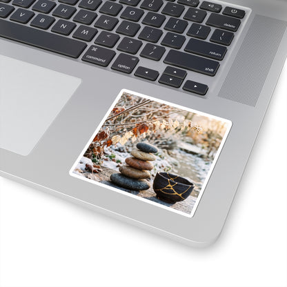 River Stones Winter Sticker | Kintsugi Philosophical Design