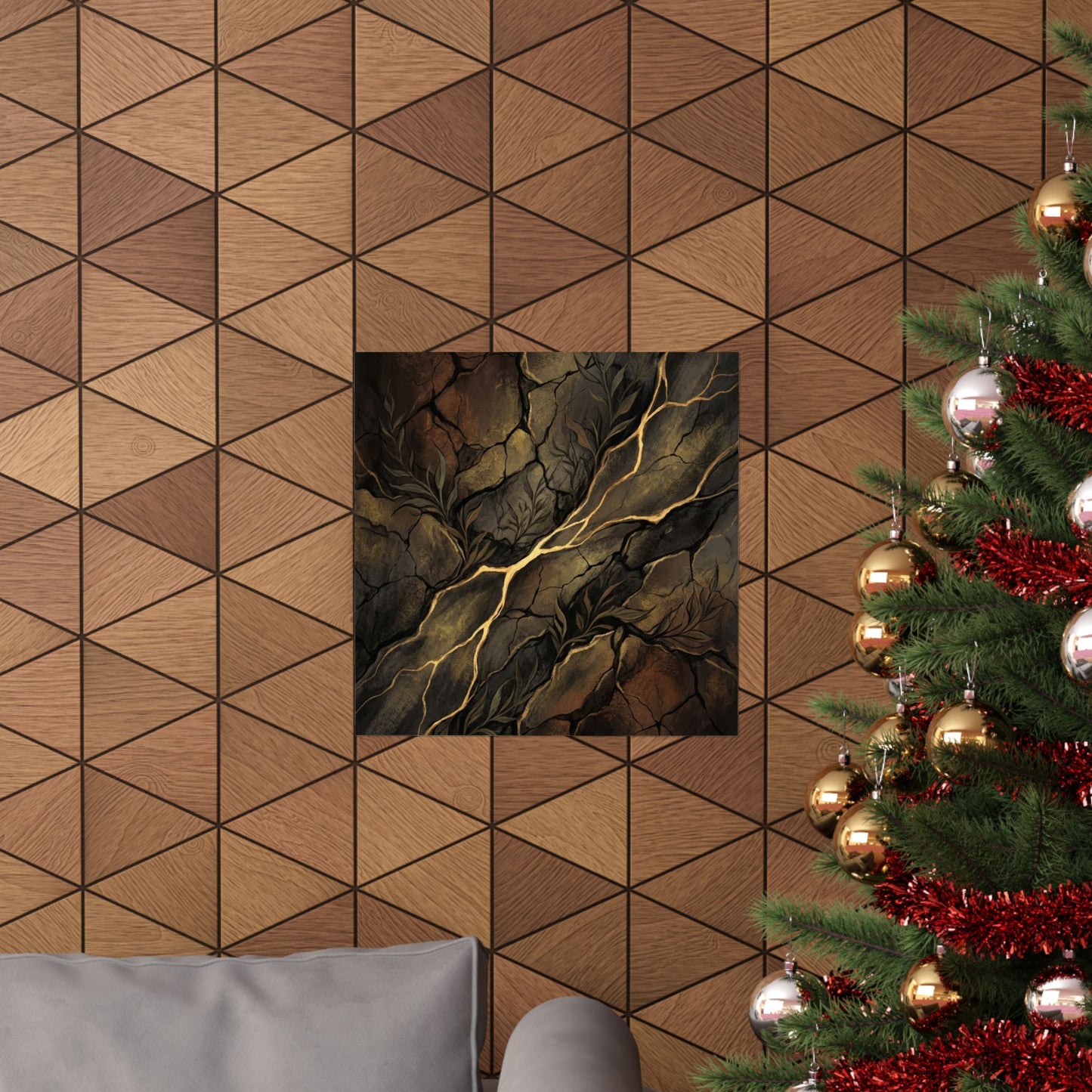 Bold Cracked Earth Wall Art Print - Charcoal Ink Dark Japandi