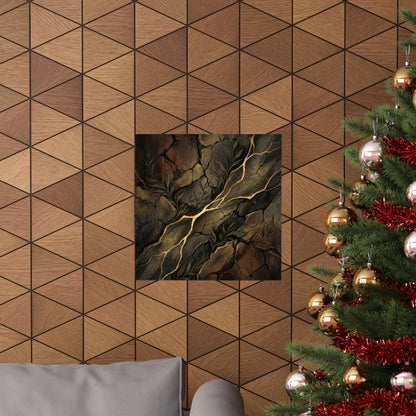 Bold Cracked Earth Wall Art Print - Charcoal Ink Dark Japandi
