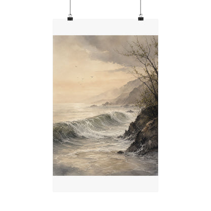 Warm Ocean Wave Wall Art Print - Watercolor Japandi