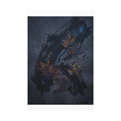 Sophisticated Ink Brushstroke Canvas Art - Dark Texture Dark Japandi