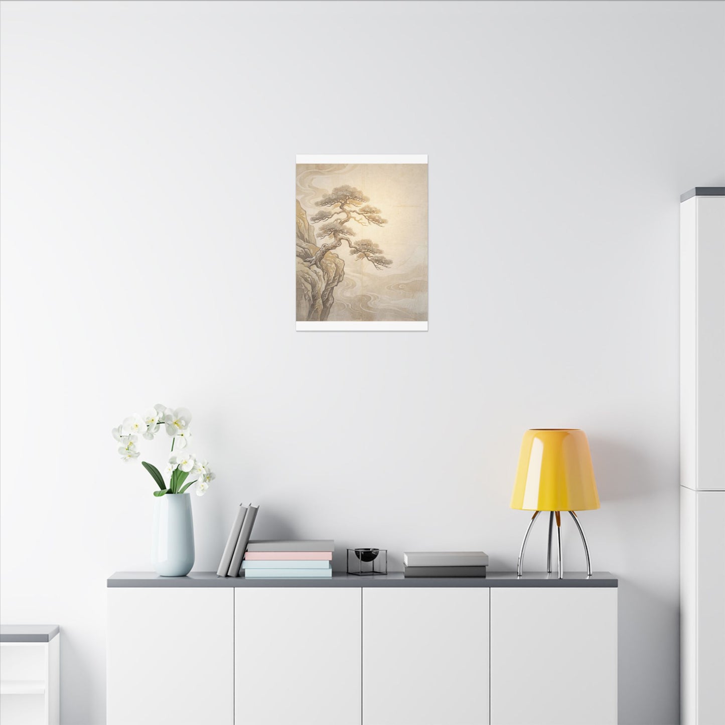 Winter Pine Tree Japanese Pattern Canvas Art | Elegant Decor
