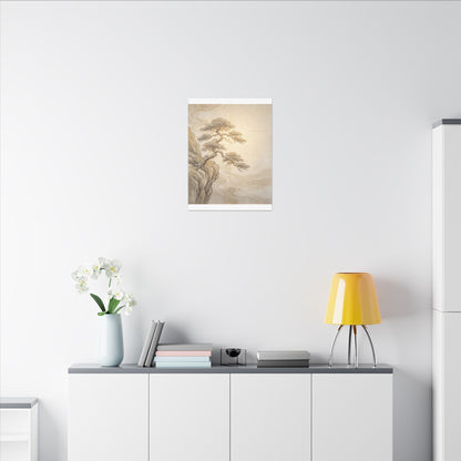 Winter Pine Tree Japanese Pattern Canvas Art | Elegant Decor