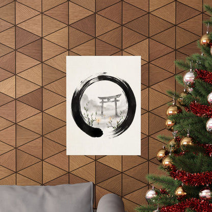 Spring Torii Gate Enso Wall Art Print | Calm Decor