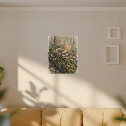 Wild Mushrooms Canvas Art | Spring Japandi Watercolor Art