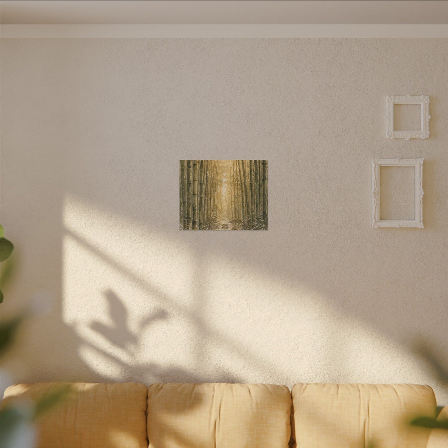 Bamboo Grove Winter Canvas Art | Japandi Elegant Design