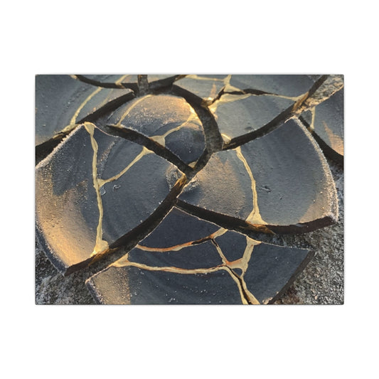 Broken Pottery Winter Canvas Art | Kintsugi Resilient Design Art Print