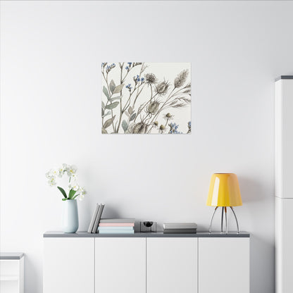 Dried Flowers Canvas Art | Summer Japandi Watercolor Art