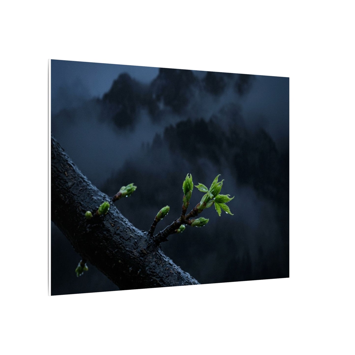 Moonlight Mountain Mist Canvas Art - Dark Japandi Kanso