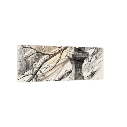 Golden Hour Stone Lantern Canvas Art - Japandi Kanso