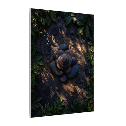 Ma River Stones Canvas Art - Dark Japandi Dark Texture