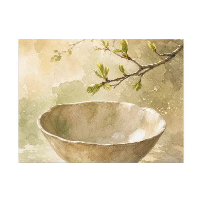 Warm Ceramic Bowl Canvas Art - Watercolor Japandi