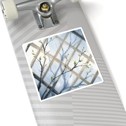 Shoji Screen Watercolor Sticker | Neutral Japandi Art